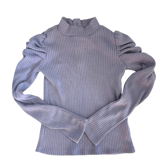 Janie and Jack Other - Janie and Jack Girls Ribbed Puff Sleeve Sweater Top Lavender Shimmer Preppy 8